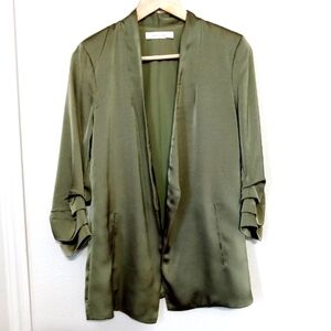 Bishop+Young satin green open blazer small